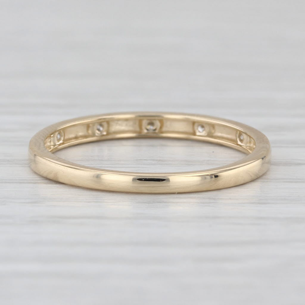 Diamond Dots Wedding Band 14k Yellow Gold Stackable Ring Size 7.25