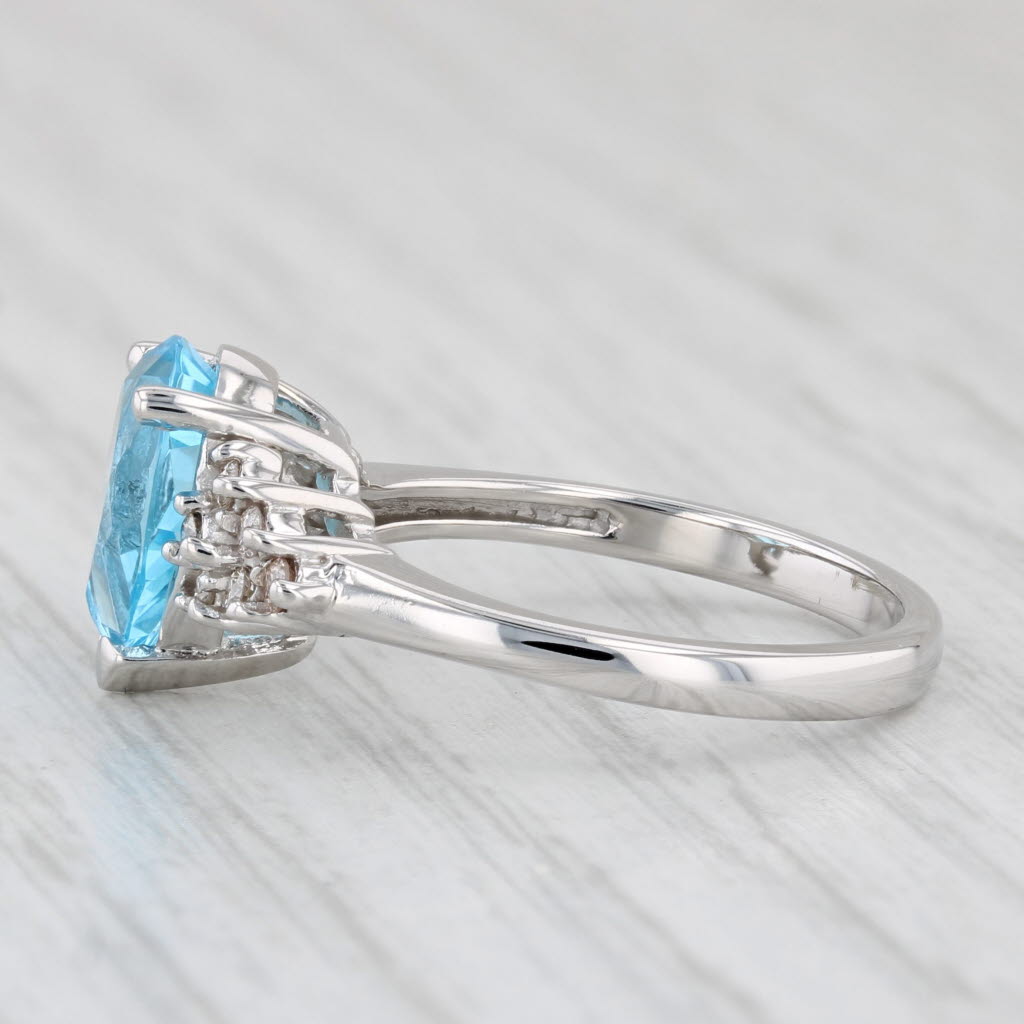Light Gray 2.56ctw Pear Blue Topaz Diamond Ring 14k White Gold Size 6.75 Teardrop