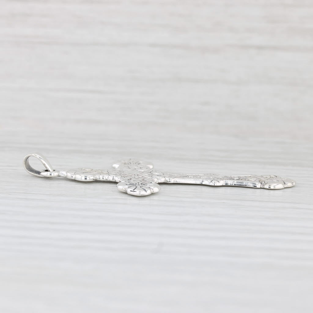 Light Gray Ornate Silver Cross Pendant Sterling 925 PSCL Religious Jewelry