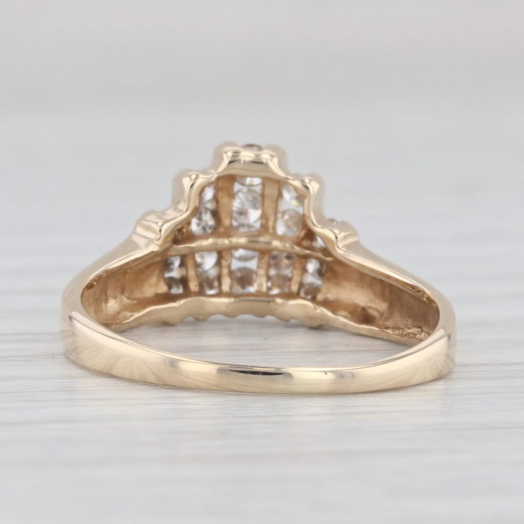 Light Gray 0.37ctw Tiered Diamond Rows Tiara Ring 14k Yellow Gold Size 8