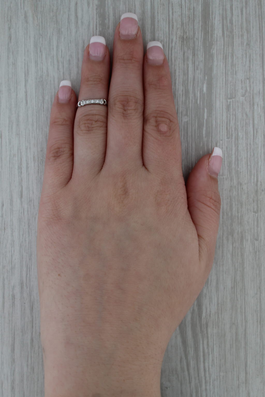 Antique Diamond Wedding Band 18k White Gold Size 3.75 Stackable Anniversary