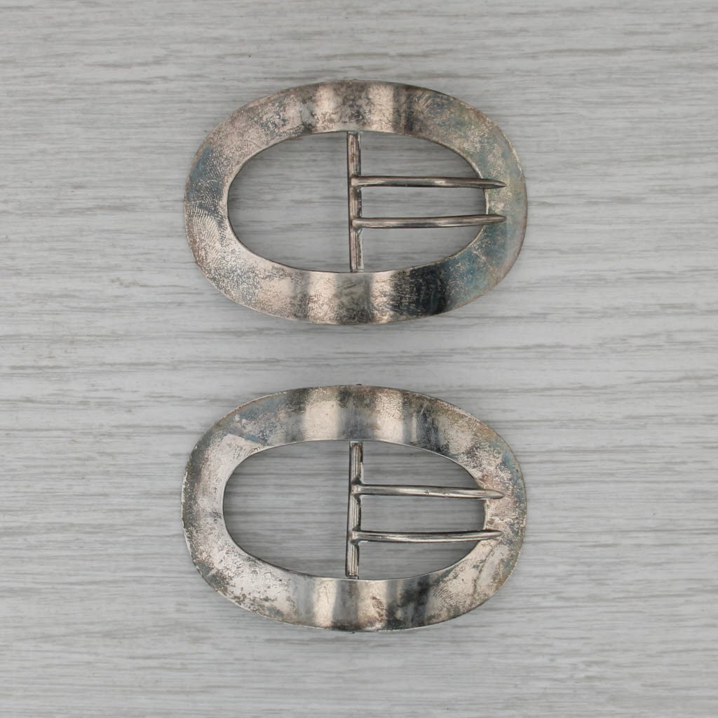 Antique Buckle Hair Clips Sterling Silver Set of 2 Barrettes