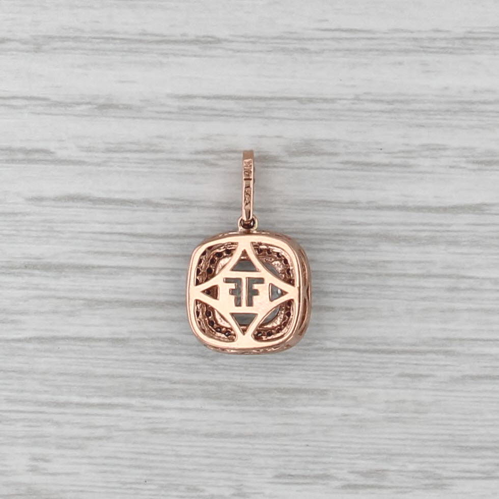 Effy 2.57ctw Aquamarine Champagne White Diamond Halo Pendant 14k Rose Gold Drop