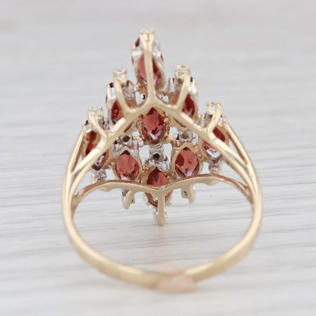 Light Gray 2.70ctw Garnet Cluster Ring 10k Yellow Gold Size 7 Cocktail