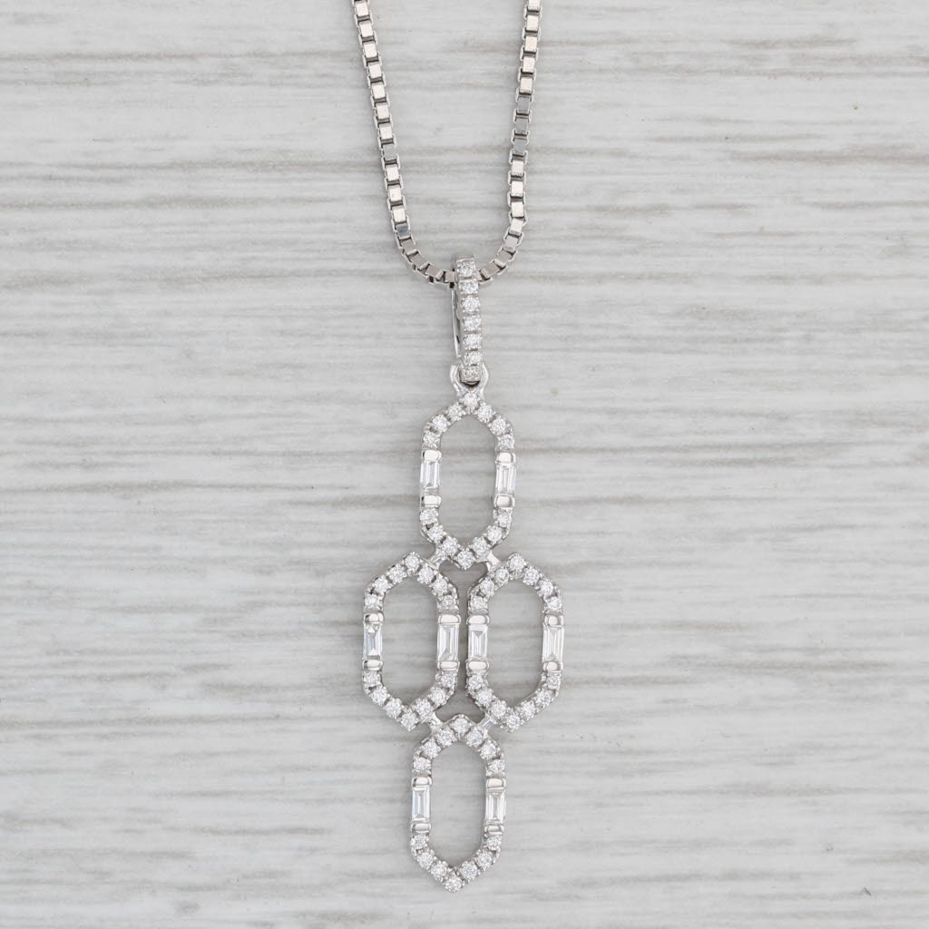 Light Gray New 0.23ctw Diamond Rings Pendant Necklace 14k White Gold Box Chain 17"-18"