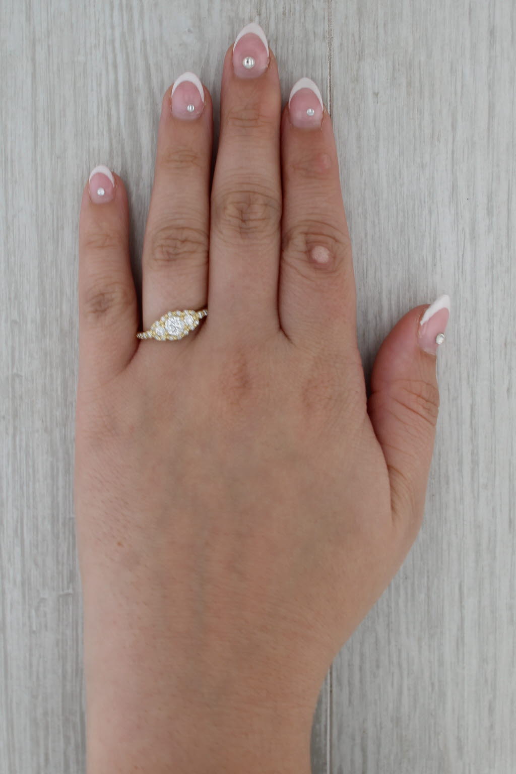 Forever Mark 0.85ctw Diamond Halo Engagement Ring 18k Yellow Gold Size 9 Cert