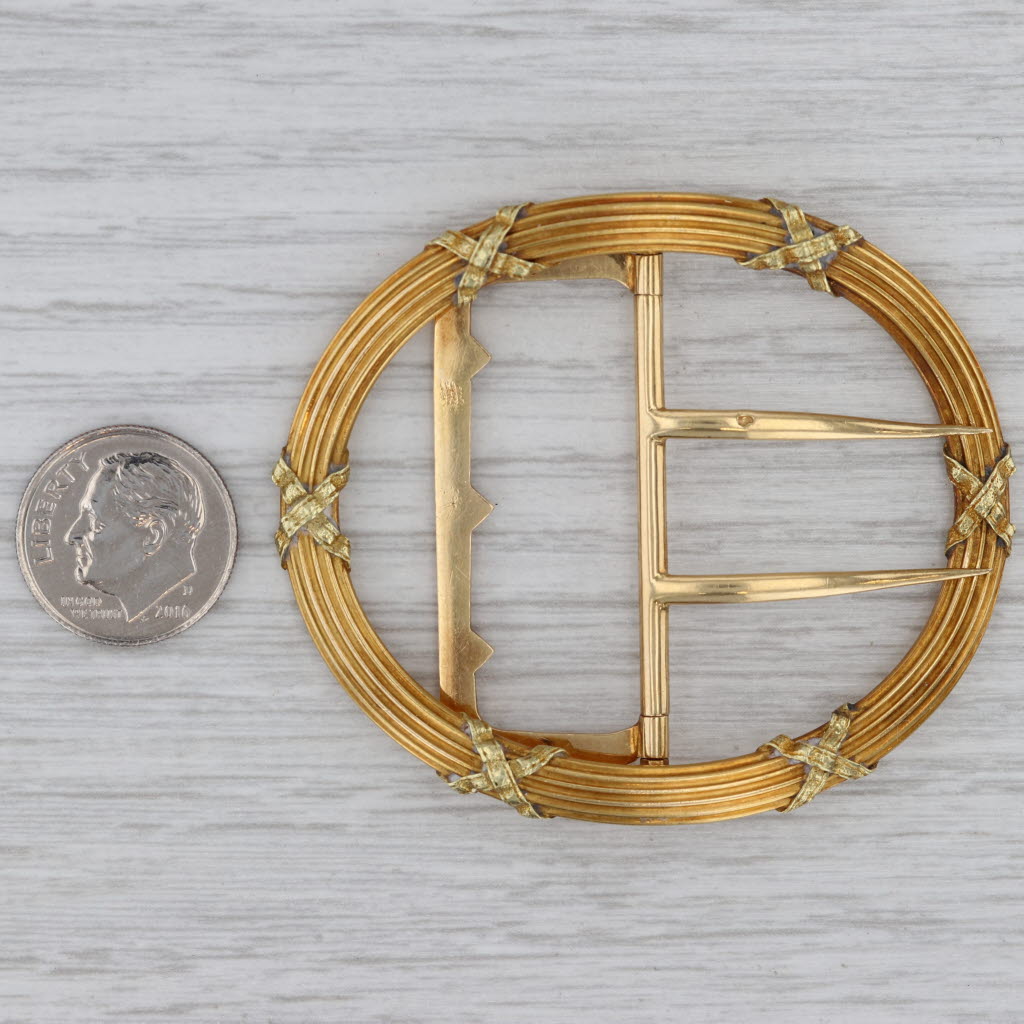 Gray Antique Hair Pin Clip 18k Yellow Gold French Hallmarks