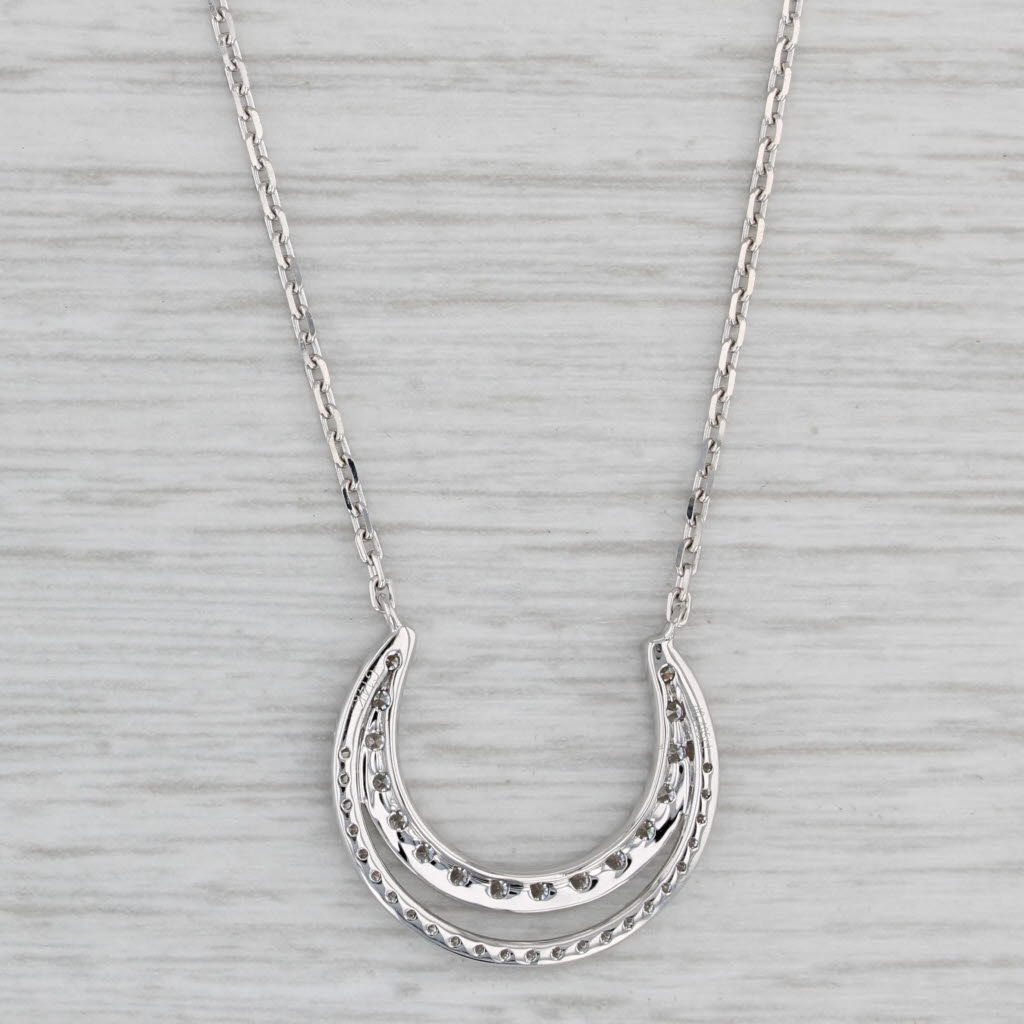 Gray New 0.50ctw Diamond Crescent Moon Pendant Necklace 14k Gold 17-18" Cable Chain
