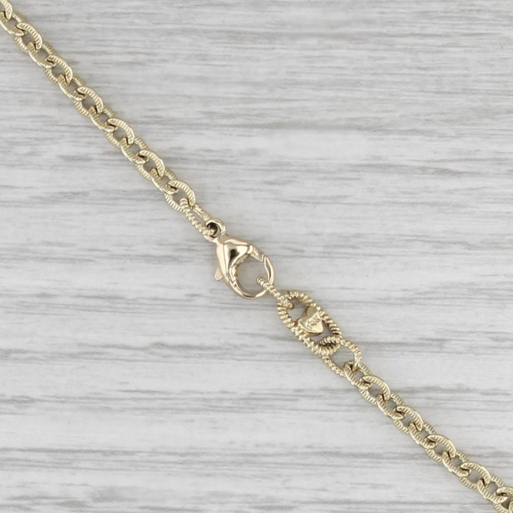 Diamond Flower Station Necklace 14k Yellow Gold 17.5" R & Co Cable Chain