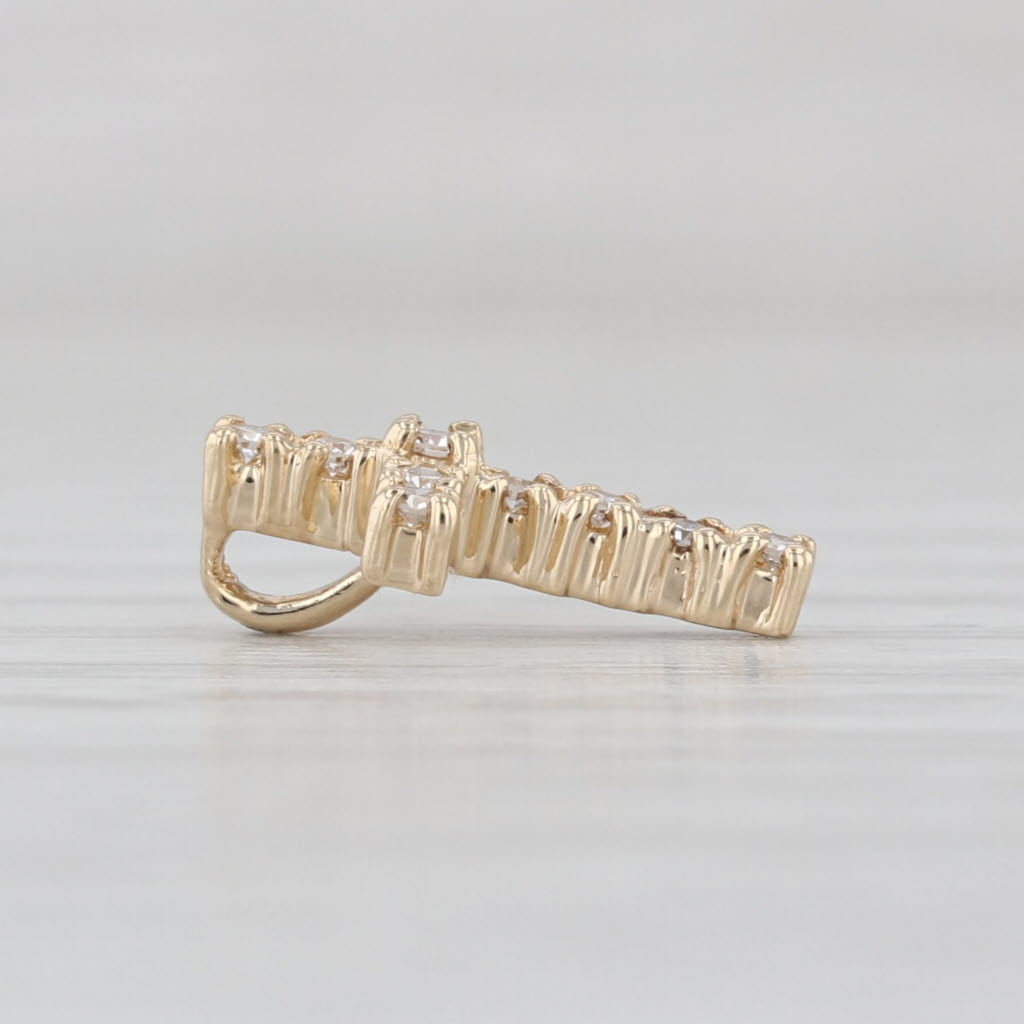 0.10ctw Pave Diamond Cross Pendant 14k Yellow Gold Small Drop