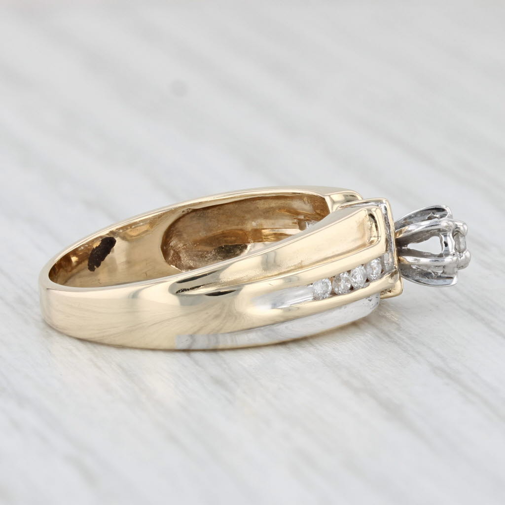 Light Gray 0.20ctw Round Diamond Engagement Ring 10k Yellow Gold Size 7 Bypass