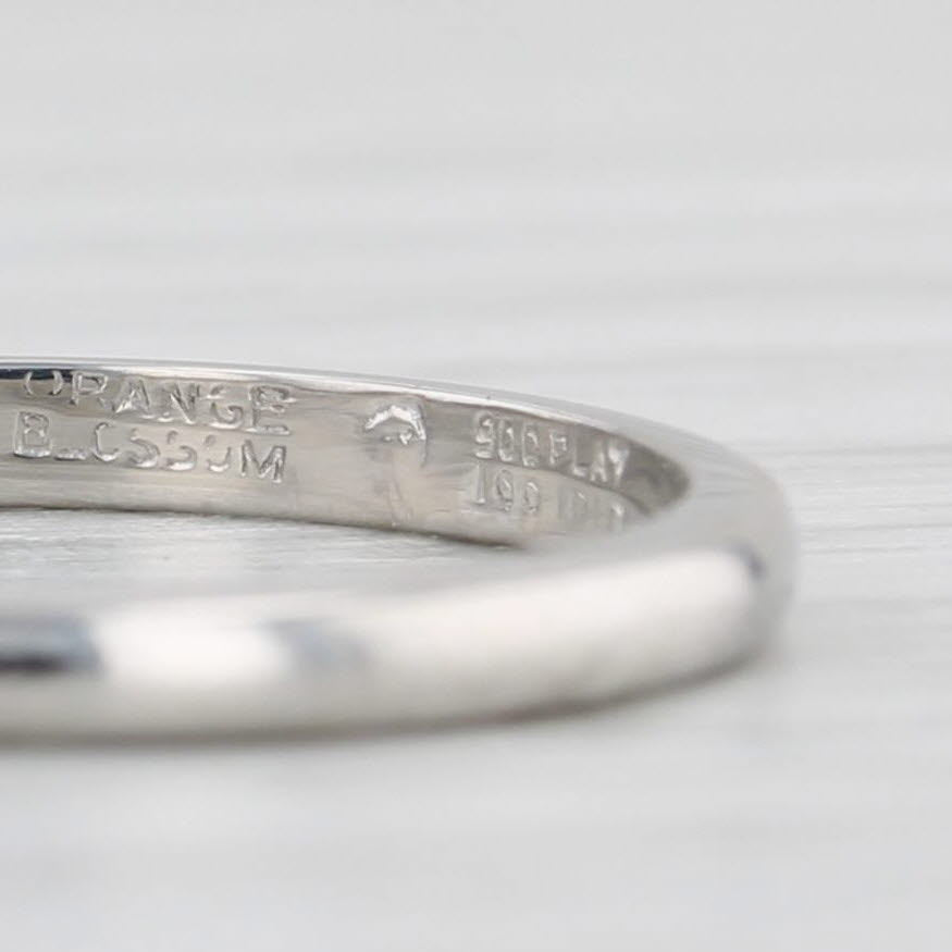 Light Gray Vintage Traub Orange Blossom Wedding Band 900 Platinum Ring Size 6