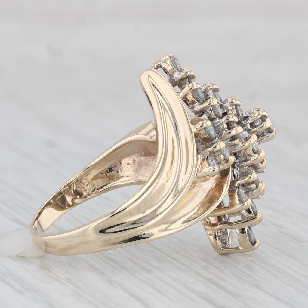 Light Gray 0.49ctw Diamond Cluster Bypass Ring 10k Yellow Gold Size 8.5 Cocktail