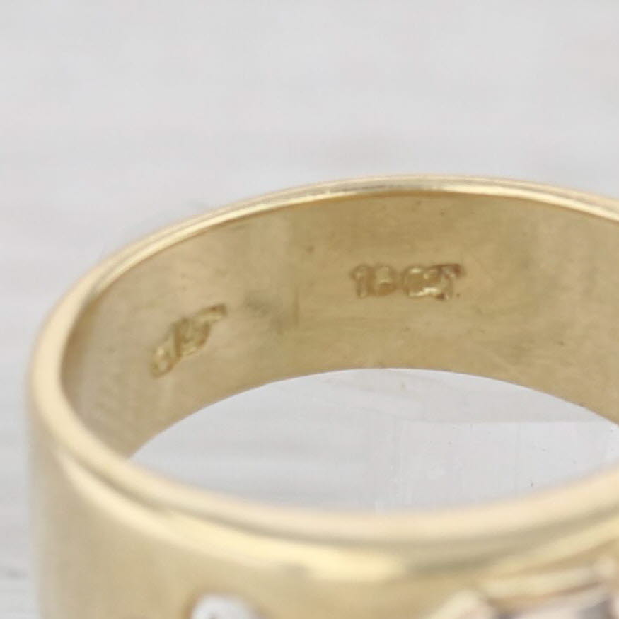 0.66ctw Diamond Dots Ring 18k Yellow Gold Size 5.75 Wide Band Engagement