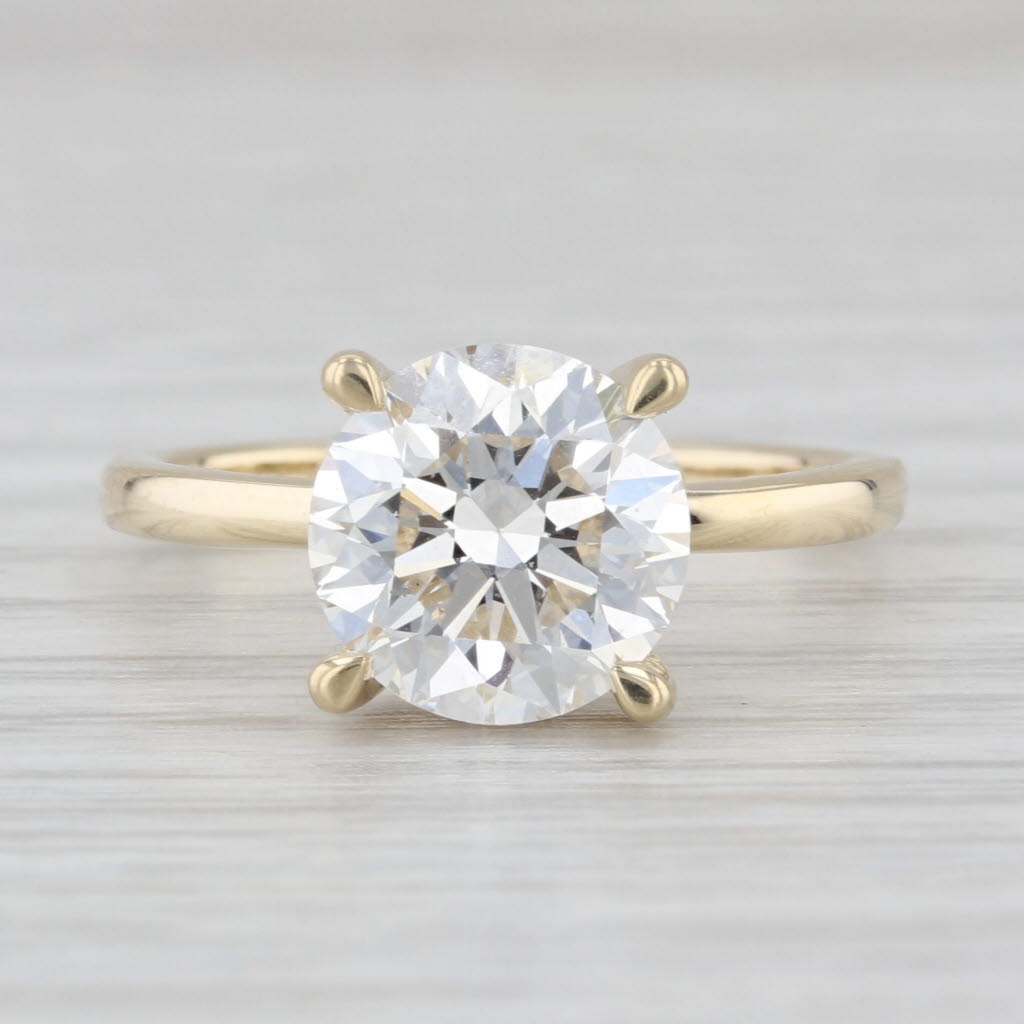 New IGI 3.19ctw Round Halo Lab Grown Diamond Engagement Ring 14k Yellow Gold