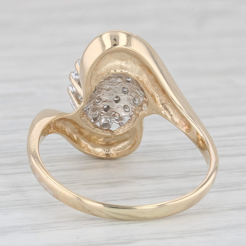 Light Gray 0.20ctw Diamond Cluster Ring 10k Yellow Gold Size 8.75 Bypass