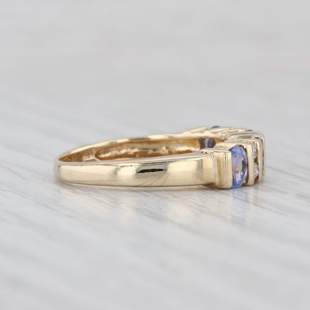 0.85ctw Tanzanite Diamond Ring 10k Yellow Gold Size 6.5 Stackable