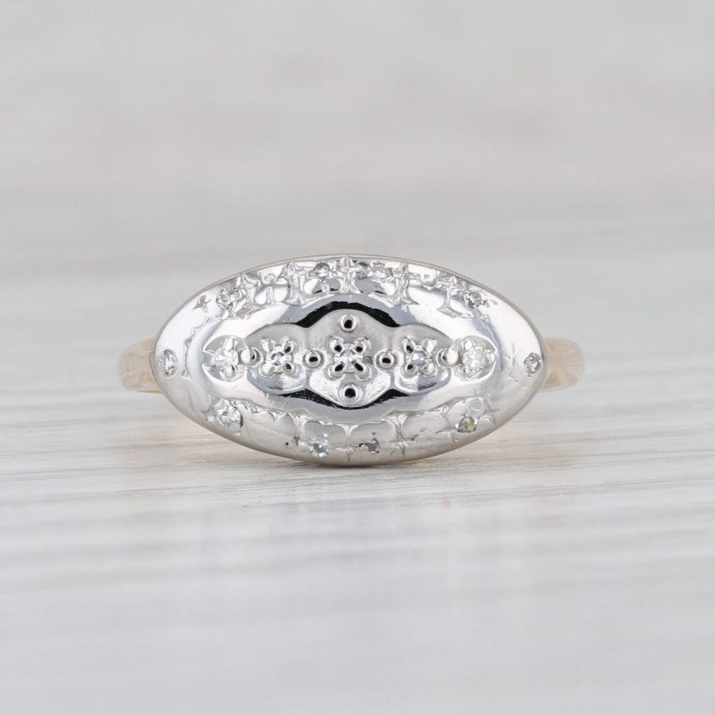 Vintage Diamond Princess Ring 14k White Yellow Gold Size 6.5