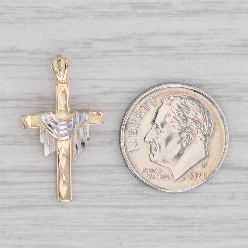 Gray Robed Cross Pendant 14k White Yellow Gold Religious Jewelry
