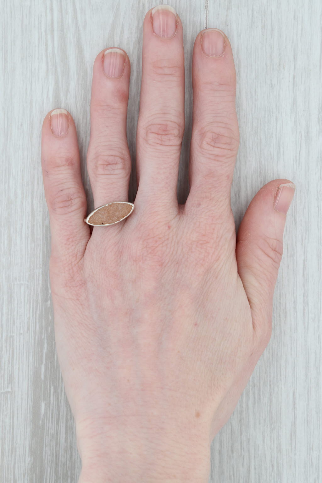 New Nina Nguyen Sand Druzy Quartz Ring Size 7 Sterling Silver Solitaire
