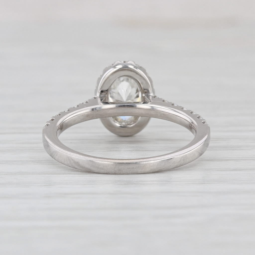 GIA 1.05ctw Diamond Oval Halo Engagement Ring 14k White Gold Size 6.5