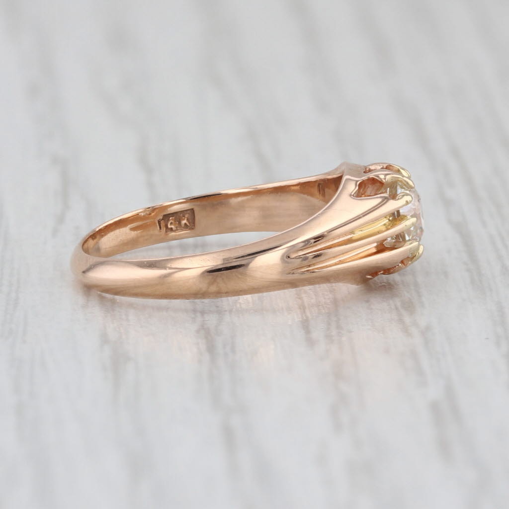 Antique 0.48ct Old European Cut Diamond Engagement Ring 14k Yellow Gold Size 6
