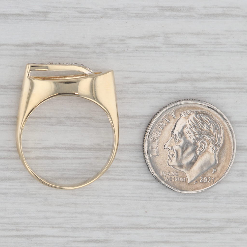 Gray Cubic Zirconia Abstract Ring 14k Yellow Gold Size 7