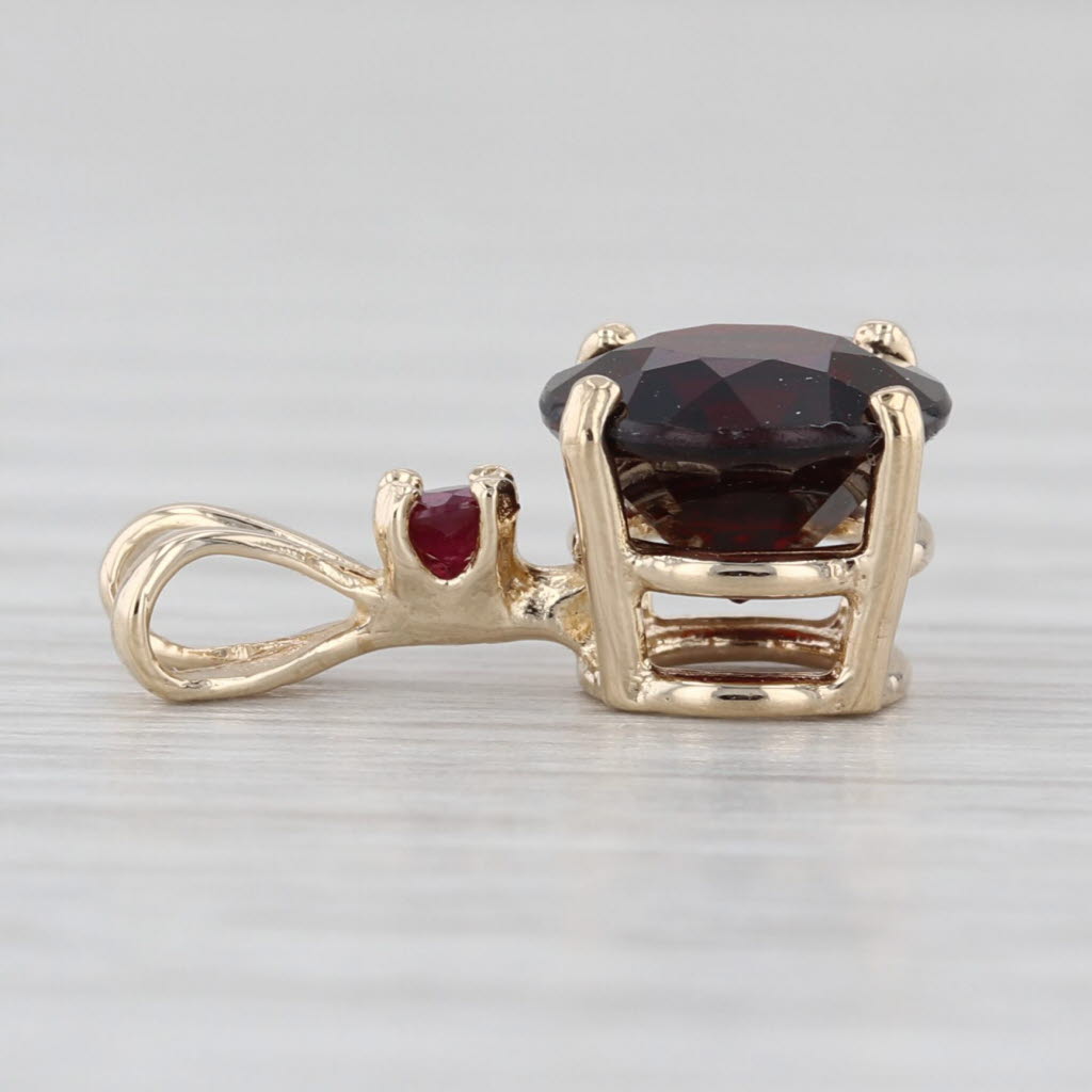 2.43ctw Round Garnet Ruby Small Drop Pendant 14k Yellow Gold
