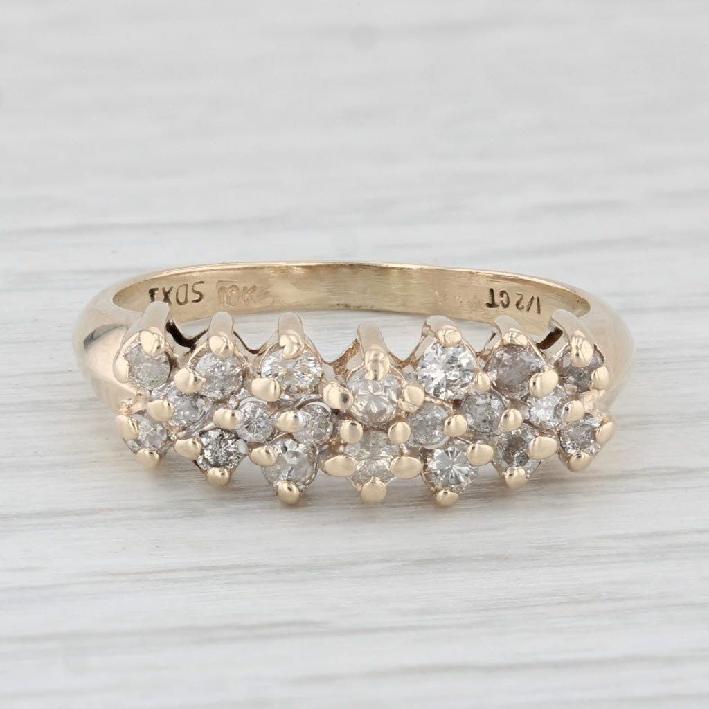 Light Gray 0.50ctw Tiered Diamond Ring 10k Yellow Gold Wedding Anniversary Band Size 7.75