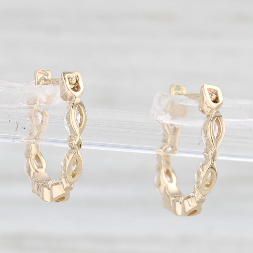 Light Gray New Lab Created Diamond Inside Out Hoop Earrings 14k Yellow Gold Huggie Hoops