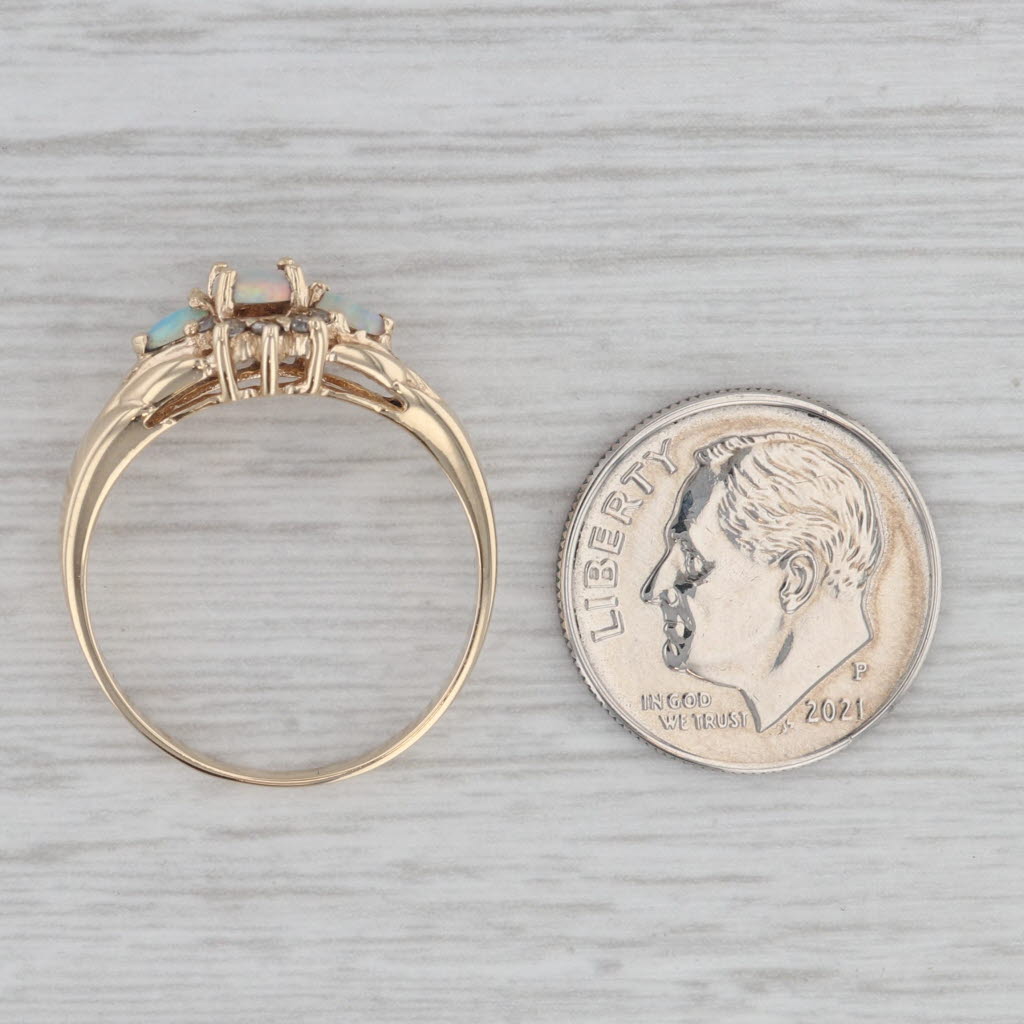 Gray Oval Opal Diamond Ring 10k Yellow Gold Size 8