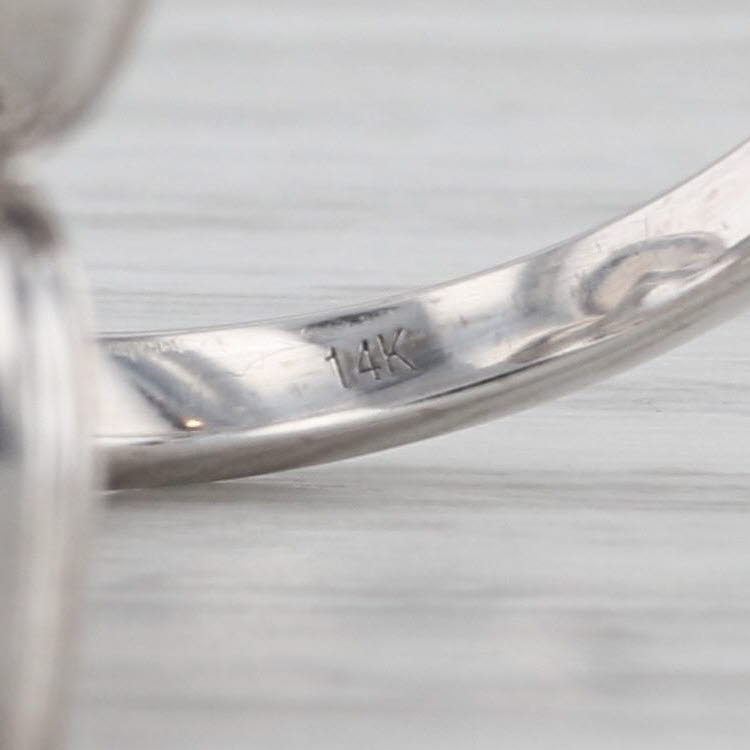 0.35ctw Diamond Ceramic Flower Cocktail Ring 14k White Gold Size 7.25