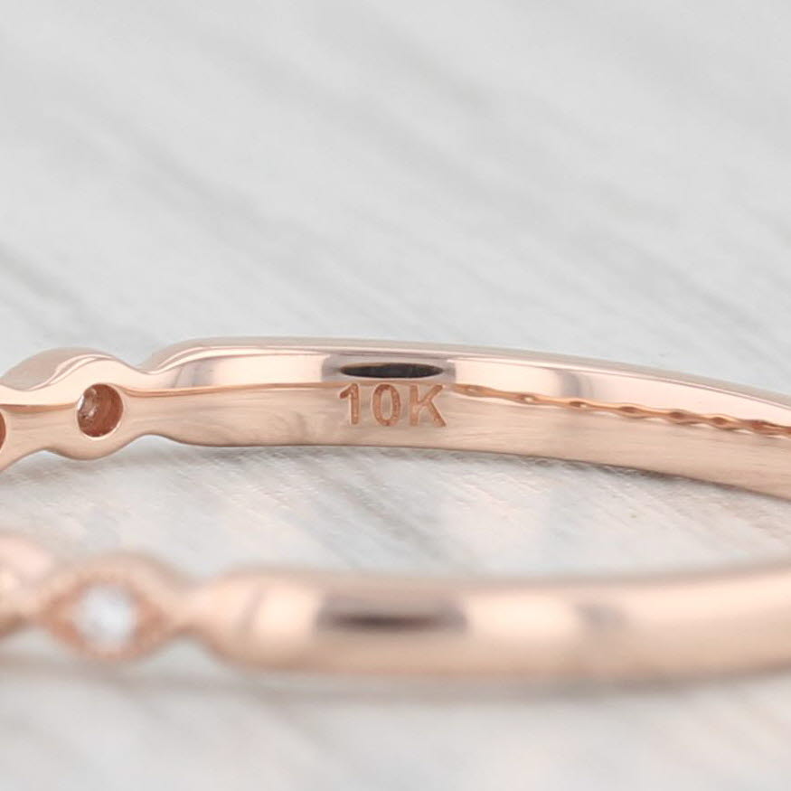 Light Gray Diamond Stackable Ring 10k Rose Gold Wedding Band Size 7