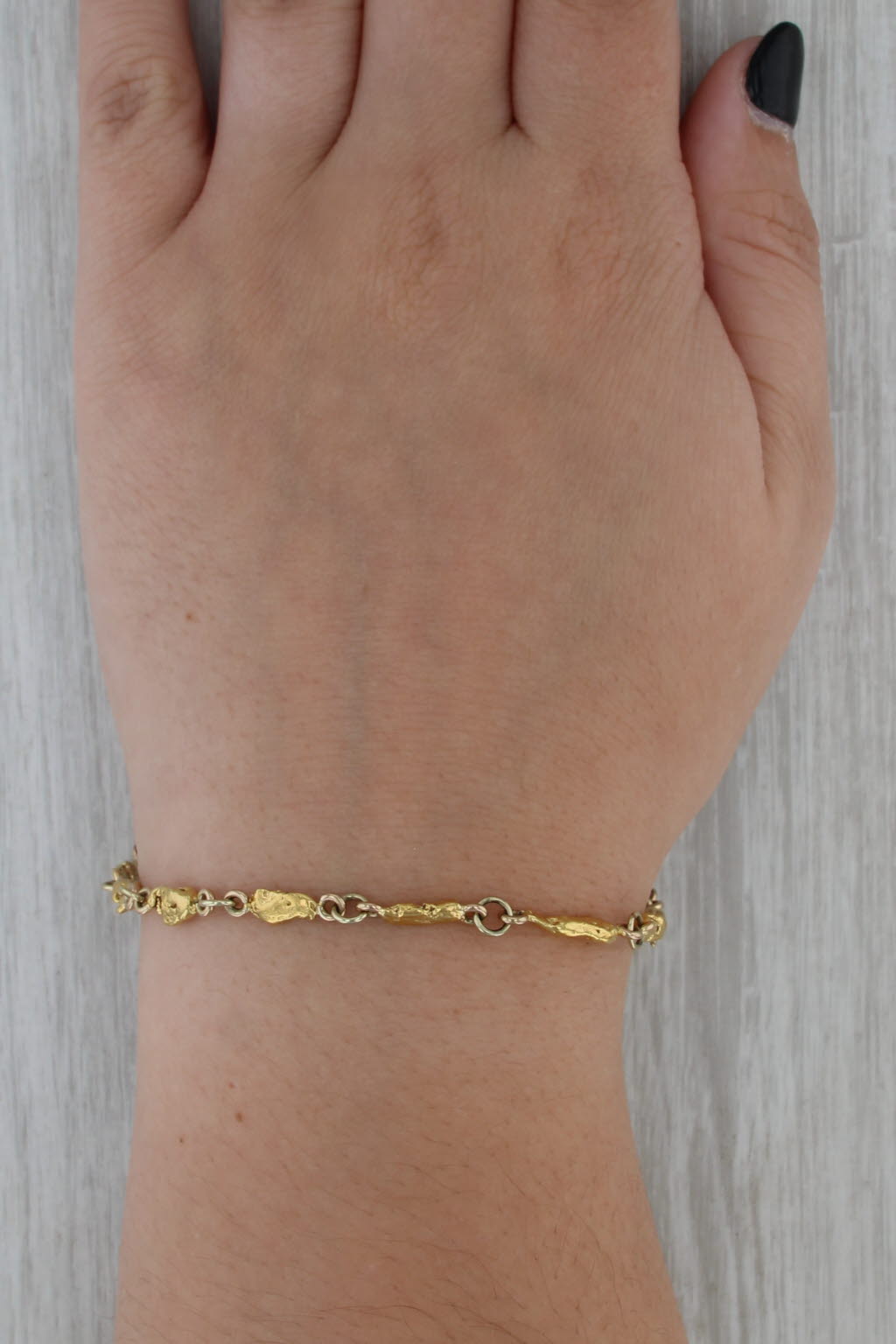 6.5" Nugget Cable Chain Bracelet 14k -22k Yellow Gold