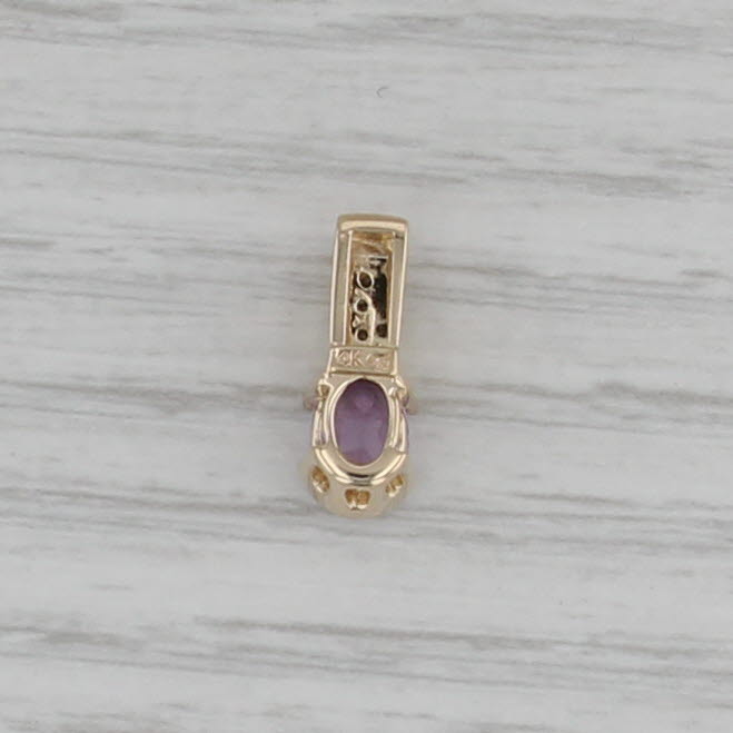 0.63ctw Amethyst Diamond Pendant 14k Yellow Gold Small Drop