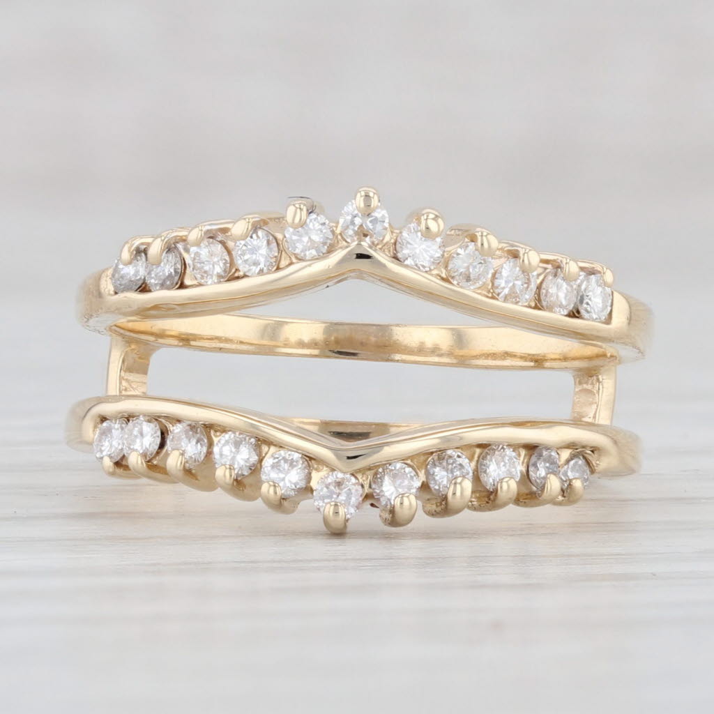 Light Gray 0.33ctw Diamond Ring Jacket Wrap 14k Yellow Gold Size 6.5 Guard Wedding Band