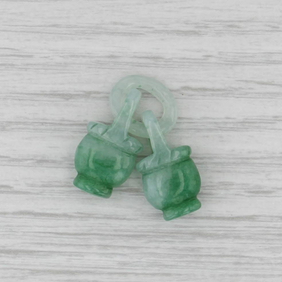 Green Jadeite Jade Carved Stone Pots Charm Pendant