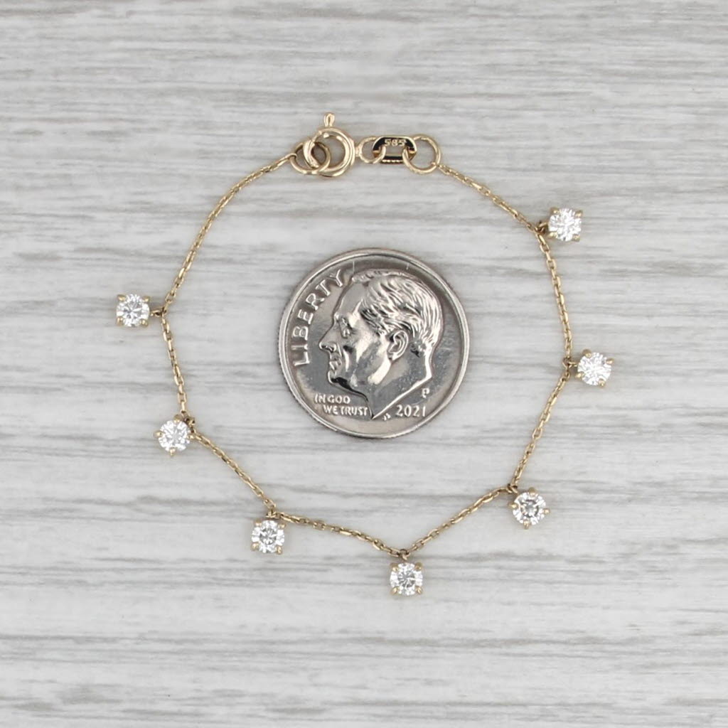 5" 0.65ctw Diamond Drops Bracelet 14k Yellow Gold Small Child Baby Length