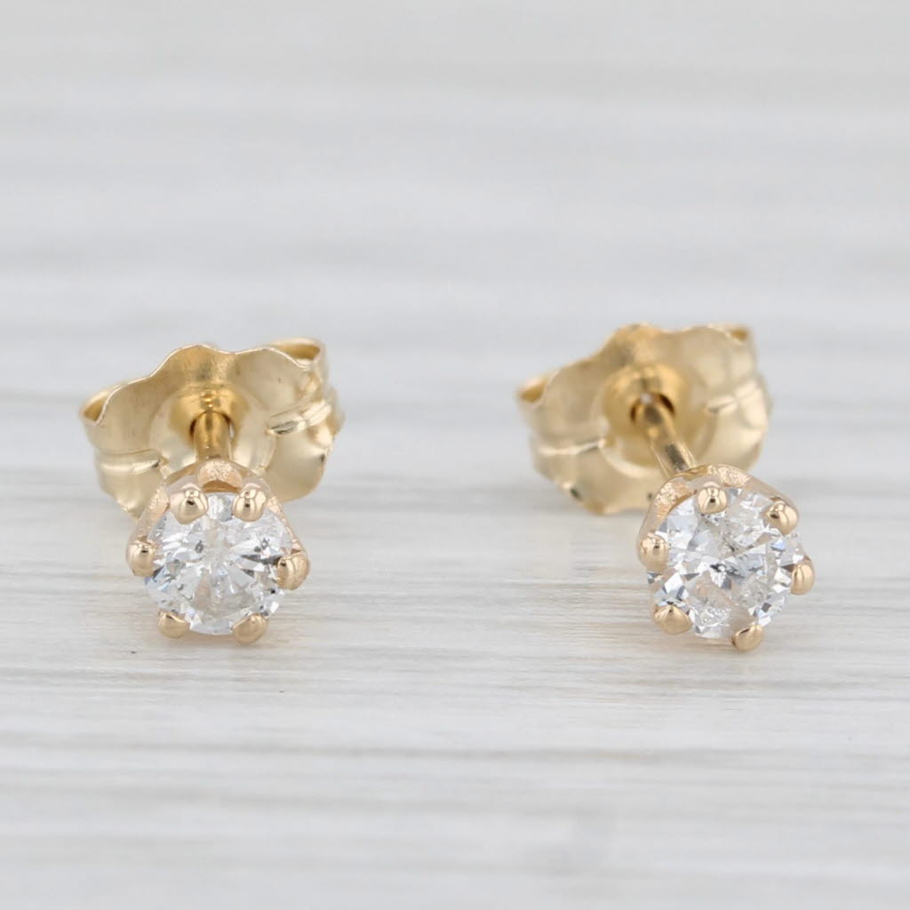 Light Gray 0.20ctw Round Diamond Solitaire Stud Earrings 14k Yellow Gold