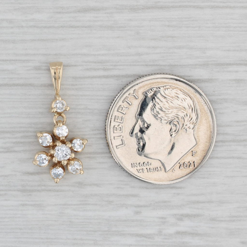 Light Gray 0.26ctw Diamond Cluster Flower Pendant 14k Yellow Gold Charm