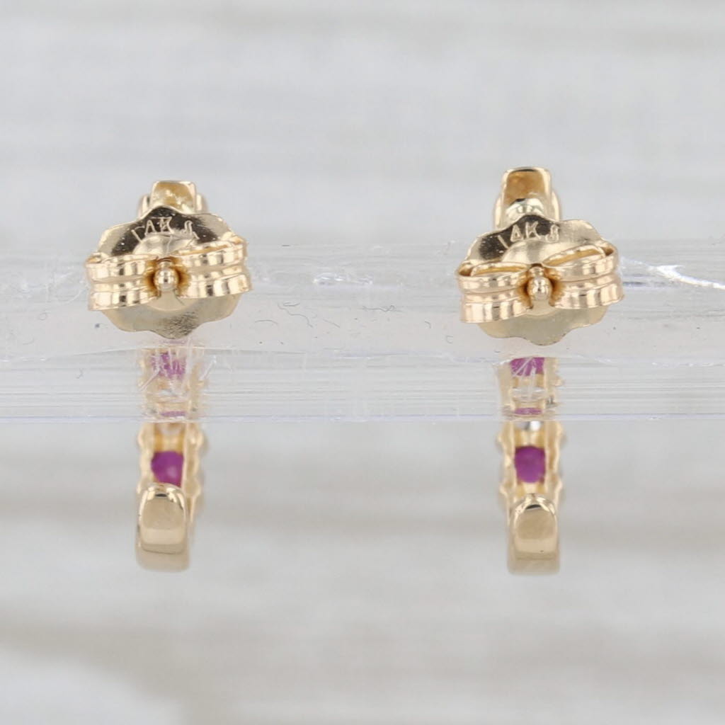 0.36ctw Ruby Diamond J-Hook Drop Earrings 14k Yellow Gold
