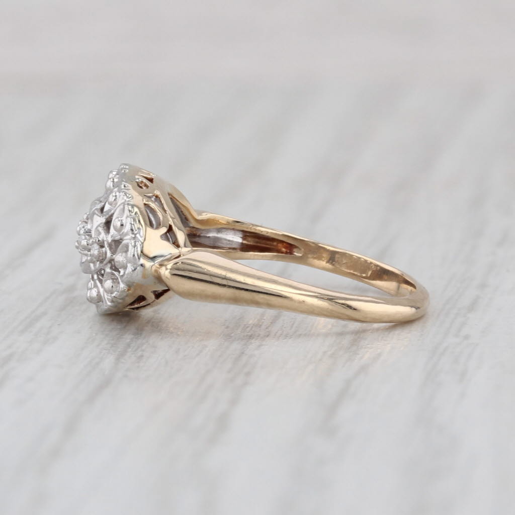 Vintage Diamond Princess Ring 10k White Yellow Gold Size 5.25