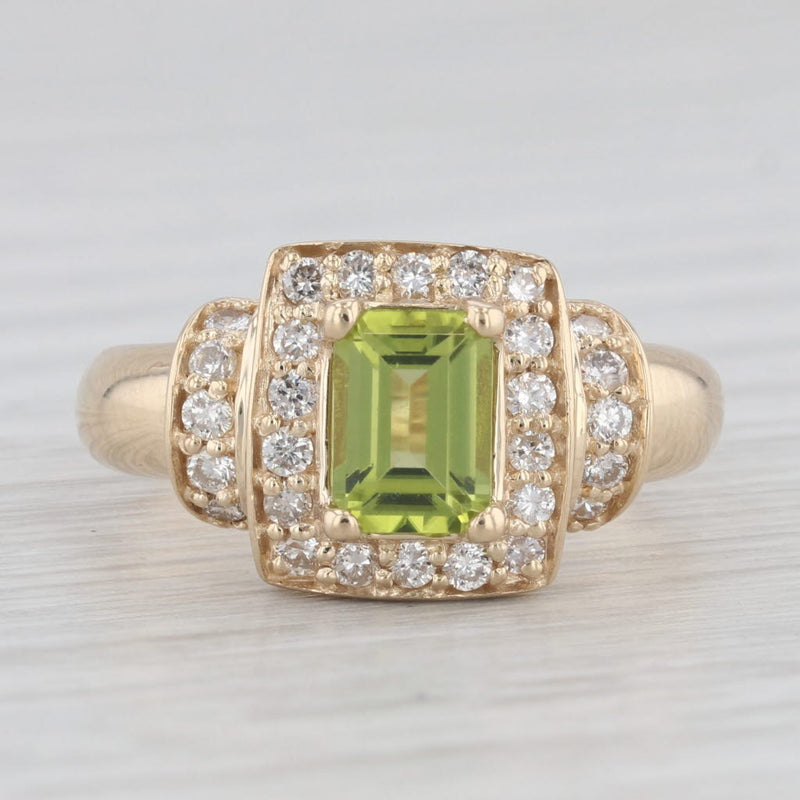 1.40ctw Peridot Diamond Halo Ring 14k Yellow Gold Size 7 Engagement