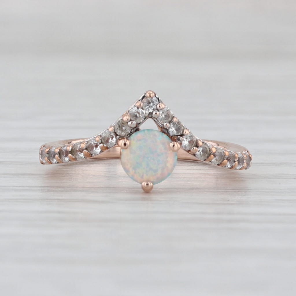 Lab Created Opal Sapphire Contoured Ring 10k Rose Gold Size 4