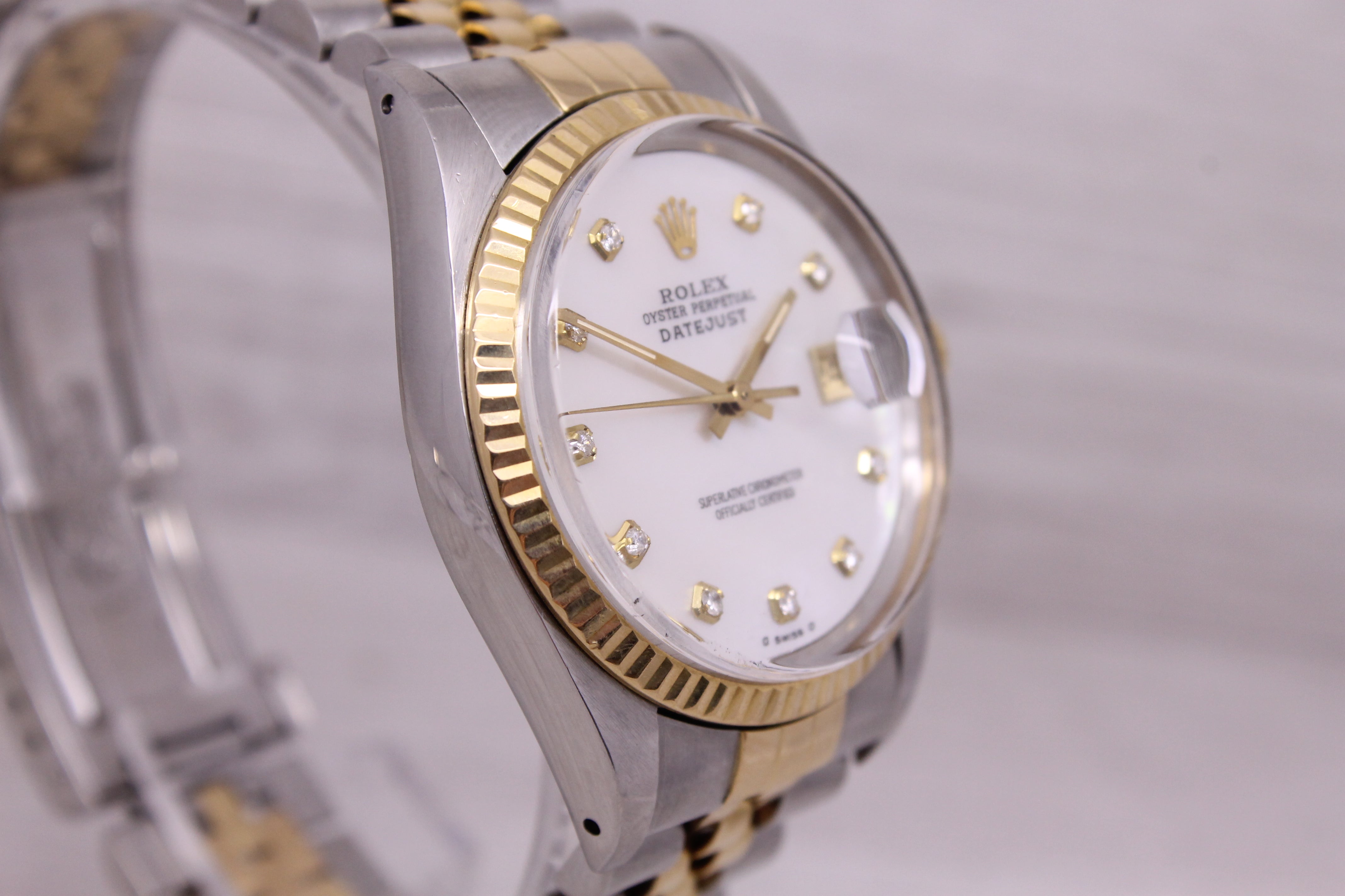 Dark Gray Vintage 1985 Rolex Datejust 16013 Mens 36mm 18k & Steel Automatic Watch Jubilee