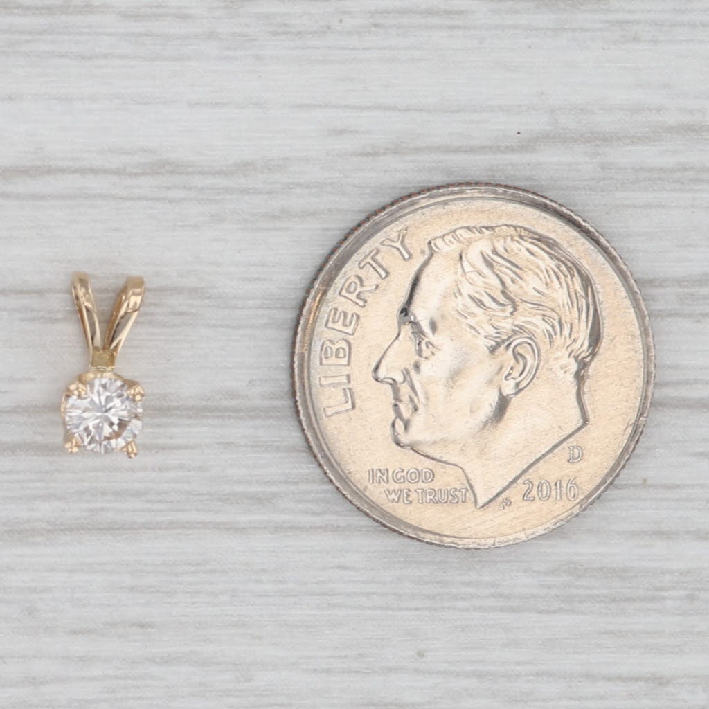 Light Gray New Small 0.20ct Round Diamond Solitaire Pendant 14k Yellow Gold