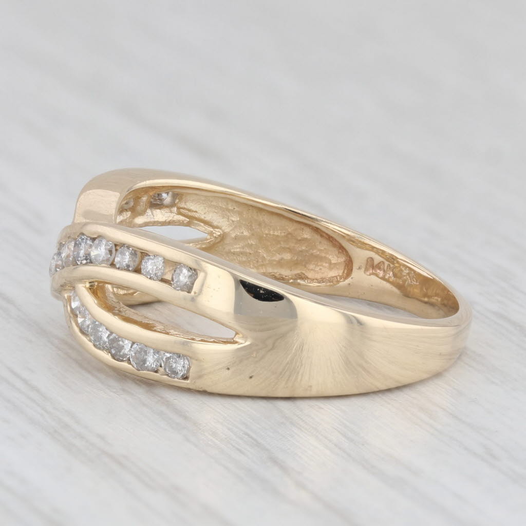 Light Gray 0.48ctw Diamond Criss Cross Ring 14k Yellow Gold Wedding Anniversary Band