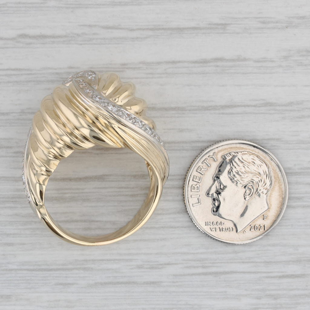 Gray 0.40ctw Diamond Scalloped Knot Ring 14k Yellow Gold Size 8.5 Cocktail