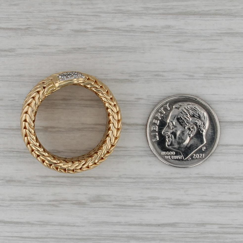 John Hardy 0.16ctw Diamond Coiled Snake Ring 18k Yellow Gold Flexible Size 7+