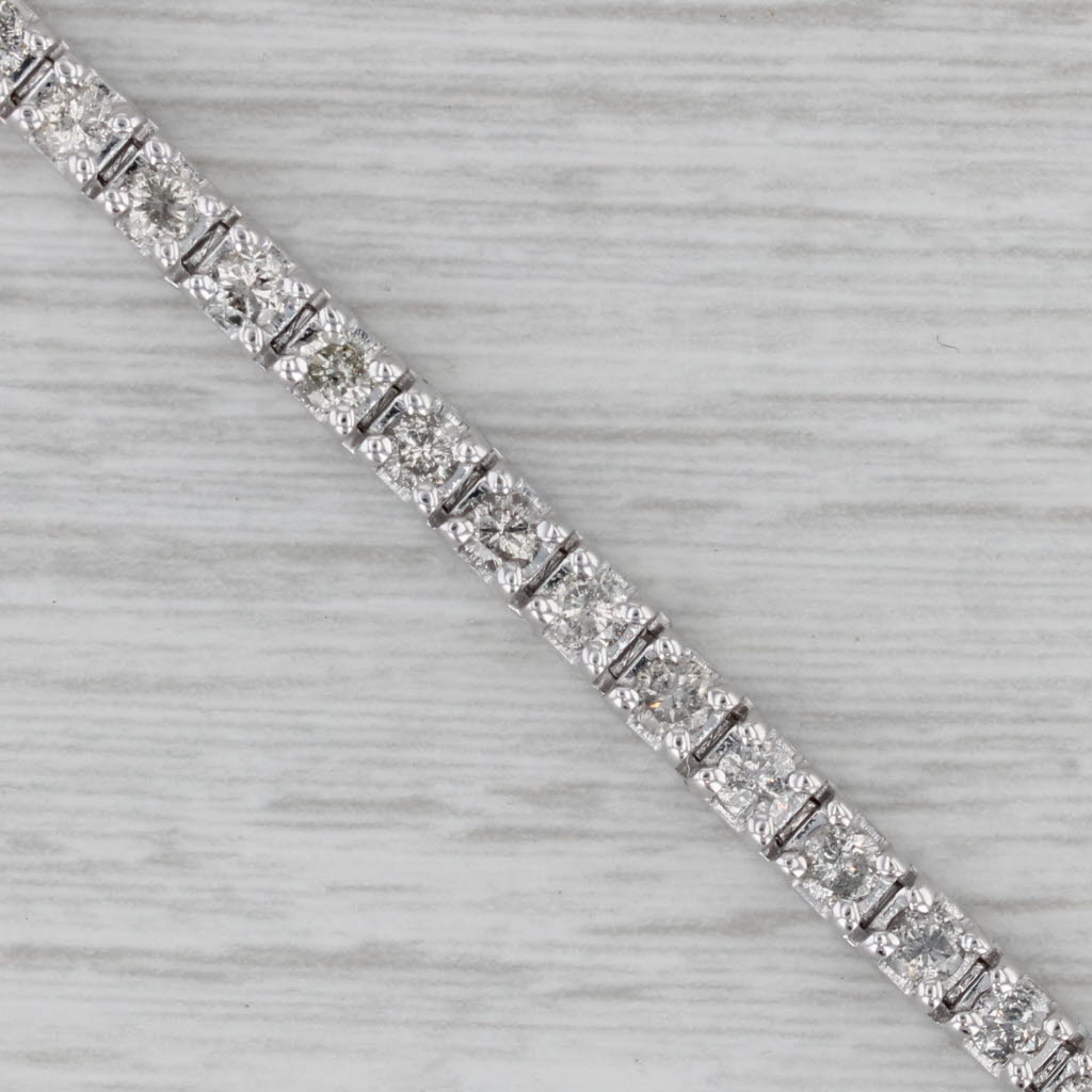 Gray 4ctw Diamond Tennis Bracelet 14k White Gold 7" 3.7mm